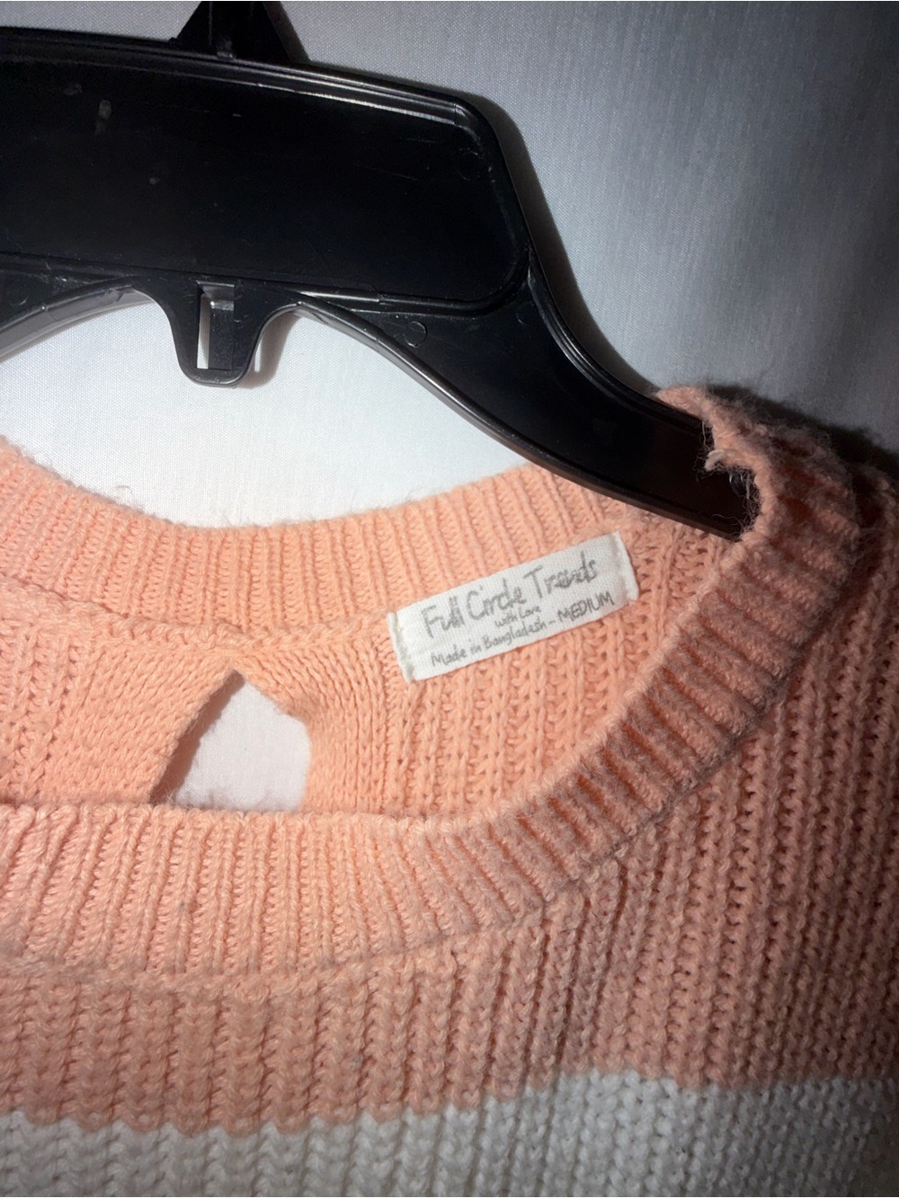 Full Circle Trends Striped Knit Sweater Medium Tie Back Pastel Chunky Boho - Picture 2 of 8